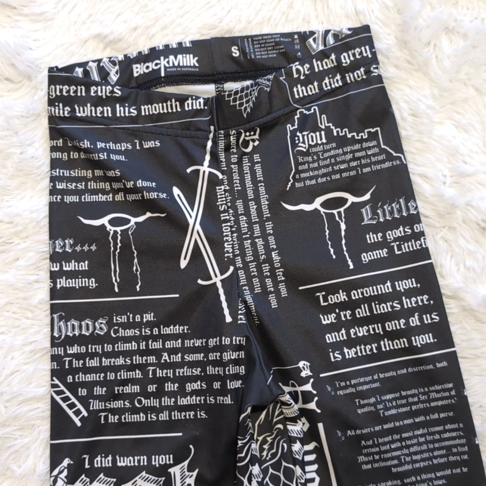 Blackmilk Game of Thrones Littlefinger Quotes HWMF Statement Leggings Size Small - Picture 5 of 15